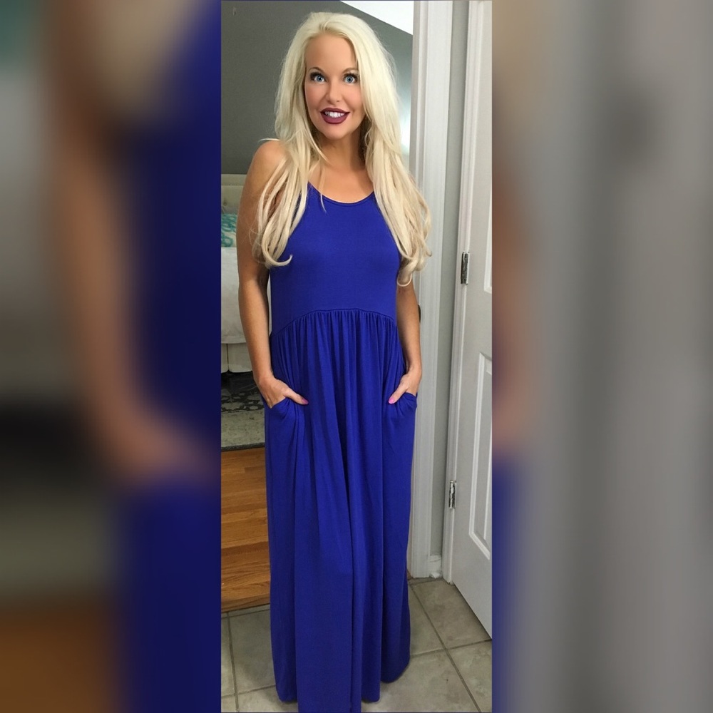 LAST 1! ❤️Stunning Royal Blue Soft Flowy Dress! - Picture 2 of 5